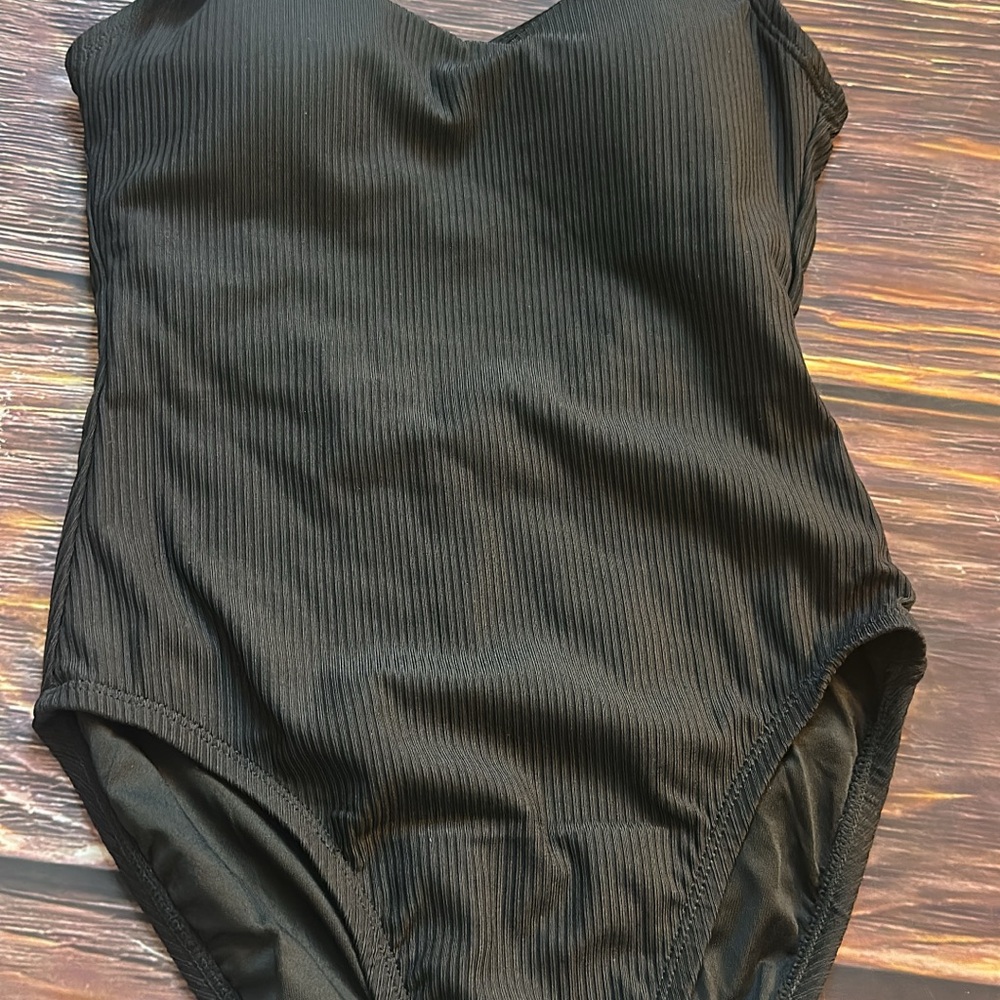 Andie SwimSuit Black Ribbed Bodysuit One Piece XXS